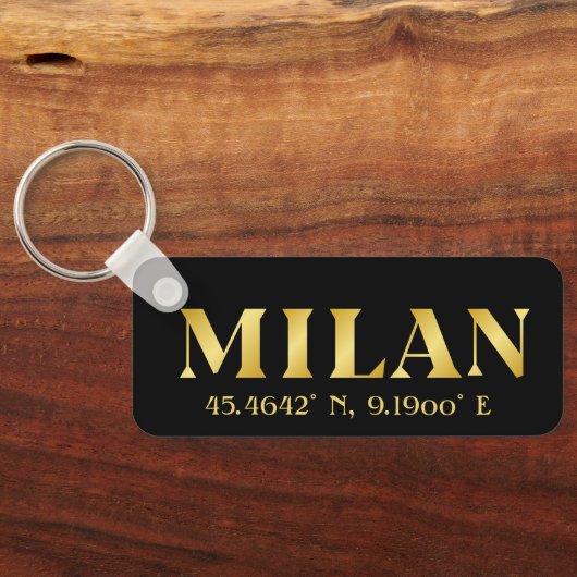 Lux Gold Milan Latitude & Longitude Black Sleutelhanger (Achterkant)