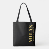 Lux Gold Milan Latitude & Longitude Black Tote Bag (Achterkant)