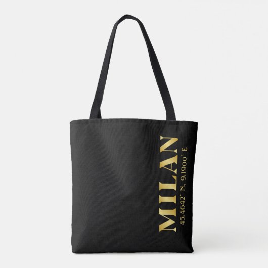 Lux Gold Milan Latitude & Longitude Black Tote Bag (Achterkant)