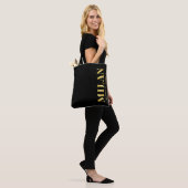 Lux Gold Milan Latitude & Longitude Black Tote Bag (Op model)