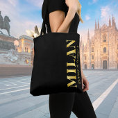 Lux Gold Milan Latitude & Longitude Black Tote Bag