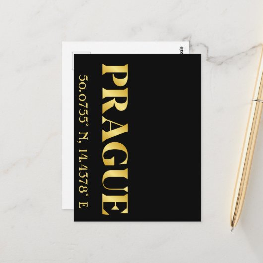 Lux Gold Prague Latitude en lengte Briefkaart (Voorkant / Achterkant in situ)