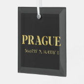 Lux Gold Prague Latitude en lengte Glas Ornament (Voorkant links)