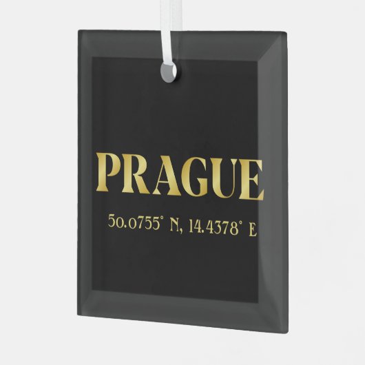 Lux Gold Prague Latitude en lengte Glas Ornament (Voorkant links)