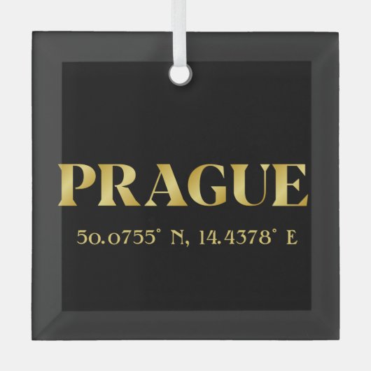 Lux Gold Prague Latitude en lengte Glas Ornament (Voorkant)