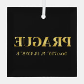 Lux Gold Prague Latitude en lengte Glas Ornament (Achterkant)