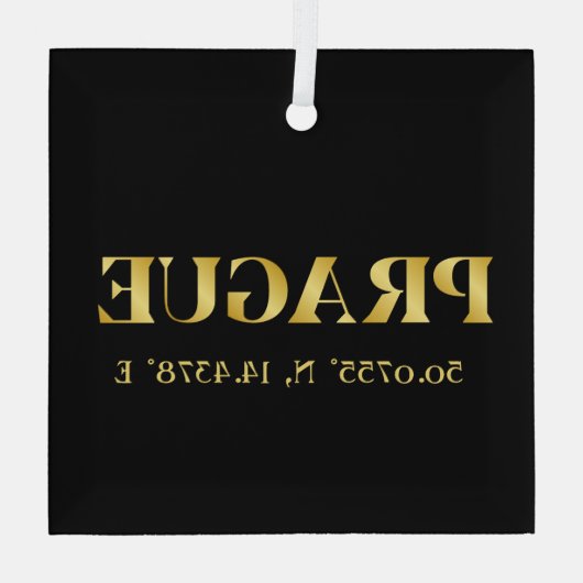 Lux Gold Prague Latitude en lengte Glas Ornament (Achterkant)