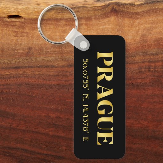 Lux Gold Prague Latitude en lengte Sleutelhanger (Voorkant)