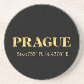 Lux Gold Prague Latitude en lengte Zandsteen Onderzetter (Voorkant)