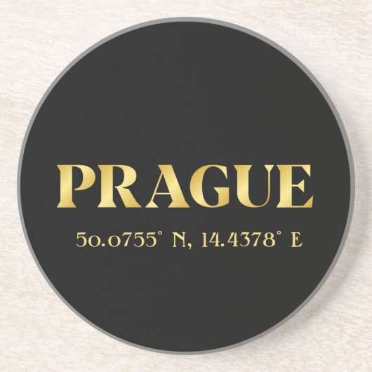 Lux Gold Prague Latitude en lengte Zandsteen Onderzetter (Voorkant)