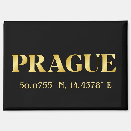 Lux Gold Prague Latitude & Longitude  Magneet (Voorkant)
