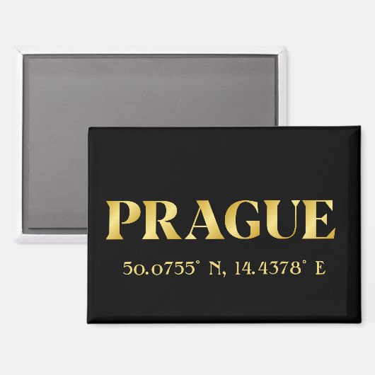 Lux Gold Prague Latitude & Longitude  Magneet (Voorkant / Achterkant)