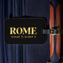 Lux Gold Rome Latitude & lengte Bagagelabel