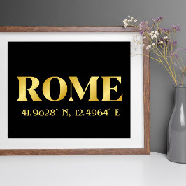 Lux Gold Rome Latitude & lengte Poster