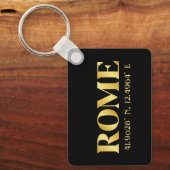Lux Gold Rome Latitude & lengte Sleutelhanger (Voorkant)