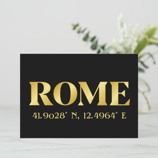 Lux Gold Rome Latitude & Longitude Greeting Kaart (Staand voorkant)