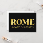 Lux Gold Rome Latitude & Longitude Greeting Kaart (Voorkant / Achterkant in situ)