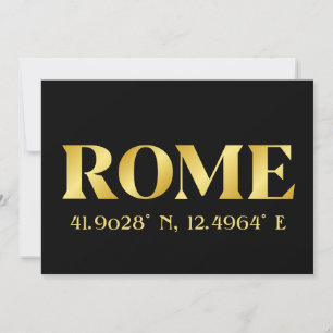 Lux Gold Rome Latitude & Longitude Greeting Kaart