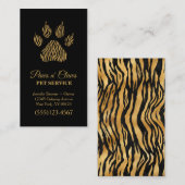 Lux Gold Tiger Print Pet Service Visitekaartje (Voorkant / Achterkant)