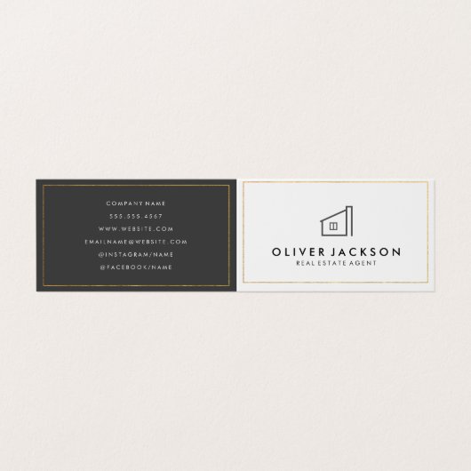 Lux Goud Folie Vastgoed Wit Grijs Visitekaartje (Buitenkant ongevouwen)