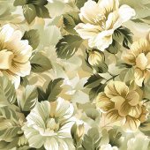 Lux Green Floral Blanket Gold Foliage in Pastels Fleece Deken