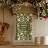 Lux Green Gold Print Personalized Kitchen Towel  Theedoek