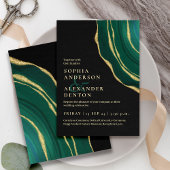 Lux groene agaat donkere bruiloft kaart
