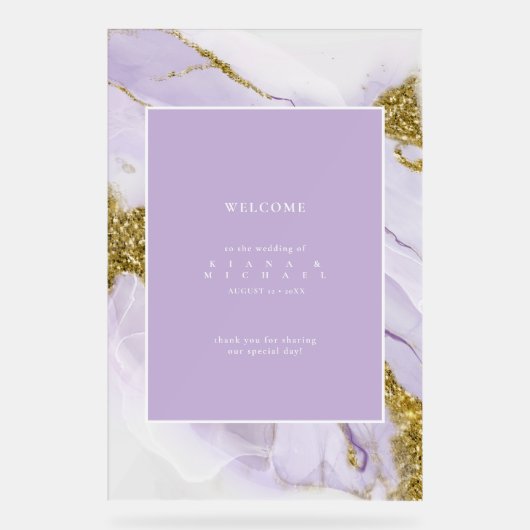 Lux Ink Lavendel Abstract Welkom ID990 Acryl Bord (Voorkant)