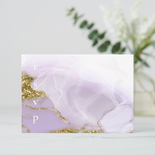 Lux Inkt Lavendel Abstract ID990 RSVP Kaartje (Staand voorkant)