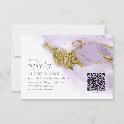 Lux Inkt Lavendel Abstract ID990 RSVP Kaartje (Achterkant)