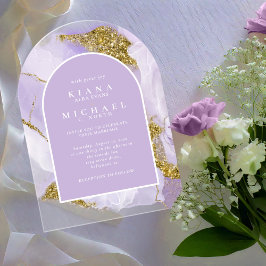 Lux Inkt Lavendel Abstracte Boog ID990 Acryl Uitnodigingen