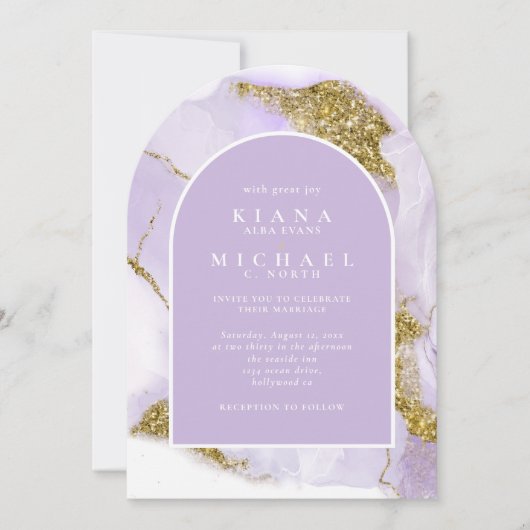 Lux Inkt Lavendel Abstracte Boog ID990 Kaart (Voorkant)