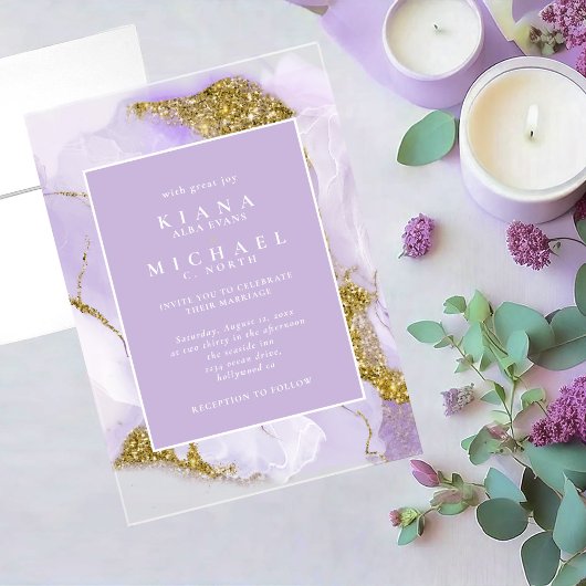 Lux Inktlavendel Abstract ID990 Acryl Uitnodigingen