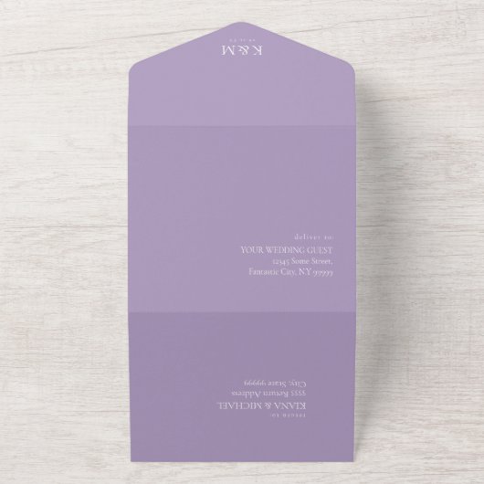 Lux Inktlavendel Abstract ID990 All In One Uitnodiging (Buitenkant)