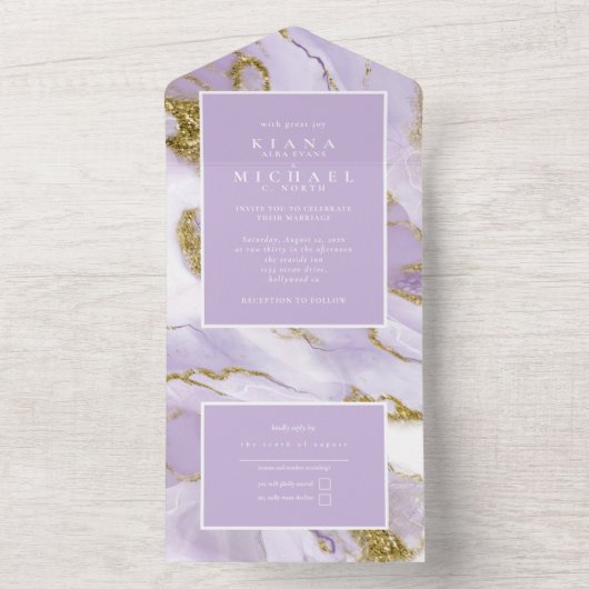 Lux Inktlavendel Abstract ID990 All In One Uitnodiging (Binnen)