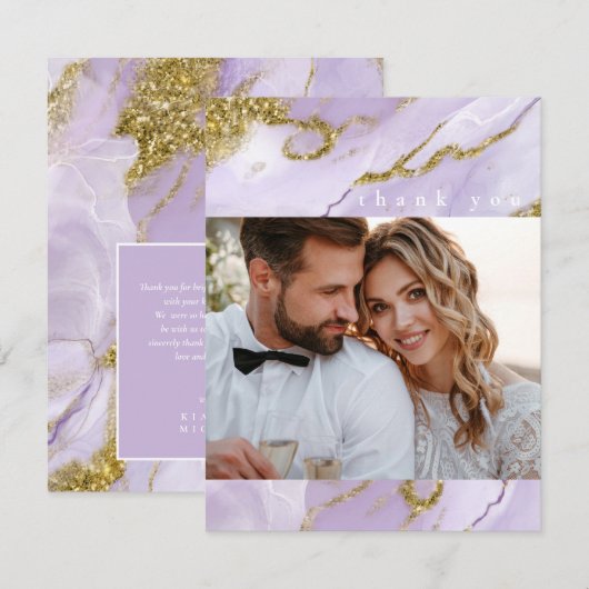 Lux Inktlavendel Abstract ID990 Bedankkaart (Voorkant / Achterkant)