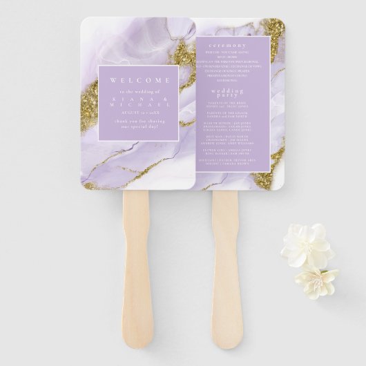 Lux Inktlavendel Abstract ID990 Handwaaier (Voorkant en achterkant)