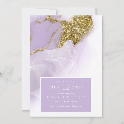 Lux Inktlavendel Abstract ID990 Save The Date (Voorkant)