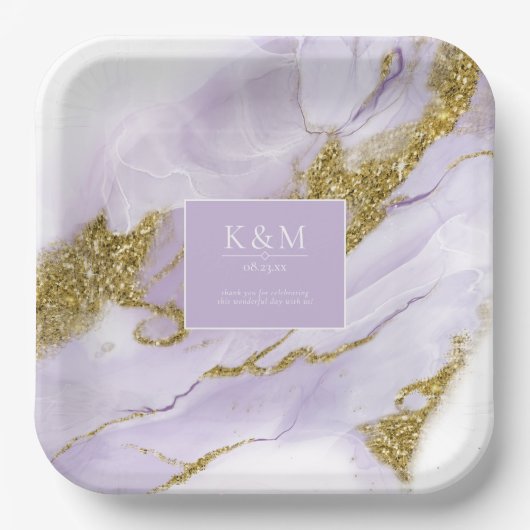 Lux Inktlavendel Abstract WHT ID990 Papieren Bordje (Voorkant)