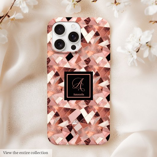 Lux iPhone 15 Case Rose Gold & Black Personalized