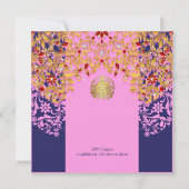 Lux Jeweled Gold Roze Blauw Hindoe bruiloft Kaart (Achterkant)