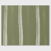 Lux Kerst Witte Strepen op Groen Cadeaupapier (Vlak)