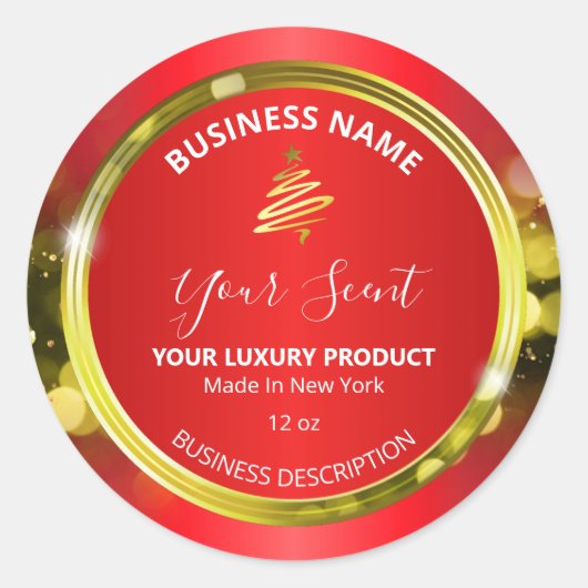 Lux kerstfeestjes rode en gouden etiketten (Voorkant)