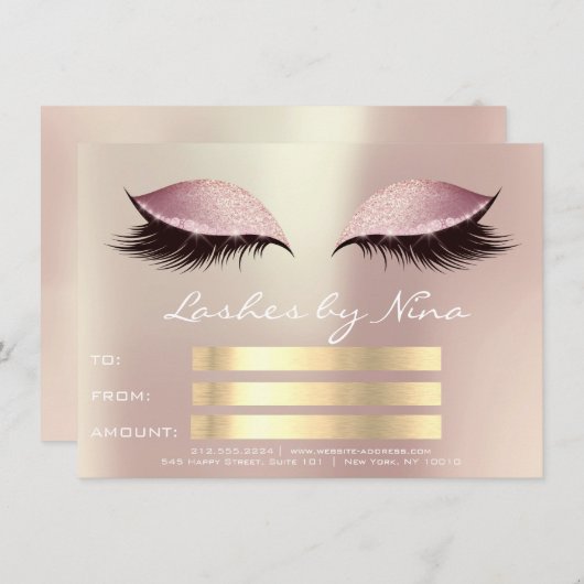 Lux Lashes roze Rose Gold Makeup Certificate Gift1 (Voorkant / Achterkant)