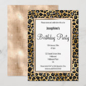LUX LEOPARD CHAMPAGNE BIRTHDAY INVITATIE KAART (Voorkant / Achterkant)