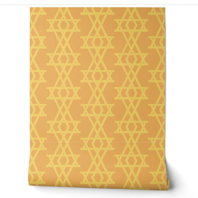 Lux look goudgeel geo patroon behang (Afrollen)