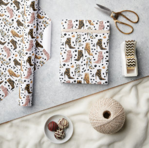 Lux Luipaardprint Hoge Hakken Laarzen Modepatroon Cadeaupapier