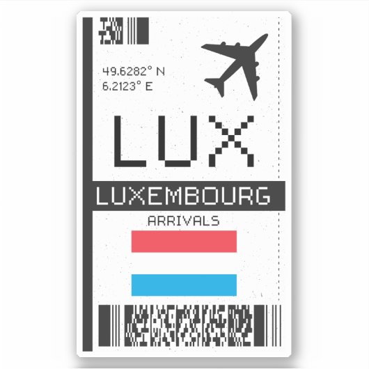 LUX Luxembourg Boarding Pass - Luchthavenreizen Sticker (Voorkant)