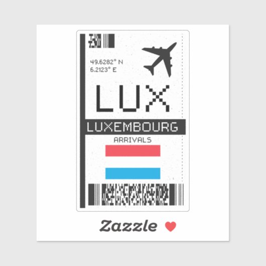 LUX Luxembourg Boarding Pass - Luchthavenreizen Sticker (Vel)