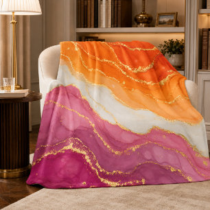 Lux Marmer Lesbische Pride Kleuren Fleece Deken